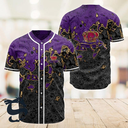 Holographic Colorful Crown Royal Baseball Jersey, Crown Royal Logo 3d All Over Printed Baseball Jersey, Crown Royal Unisex Baseball Jersey