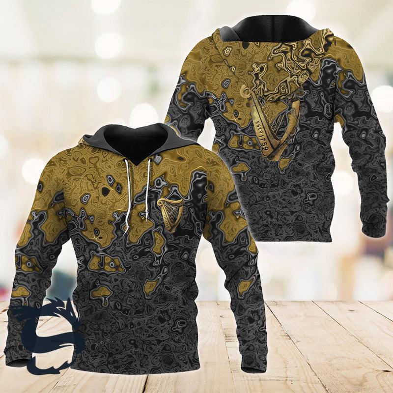Holographic Guinness Beer Themed Color All Over Print Hoodie, Guinness Beer Pullover Hooded Sweatshirt, Guinness Beer 3d Print Unisex Zip Hoodies