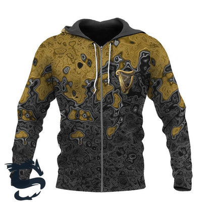 Holographic Guinness Beer Themed Color All Over Print Hoodie, Guinness Beer Pullover Hooded Sweatshirt, Guinness Beer 3D Print Unisex Zip Hoodies