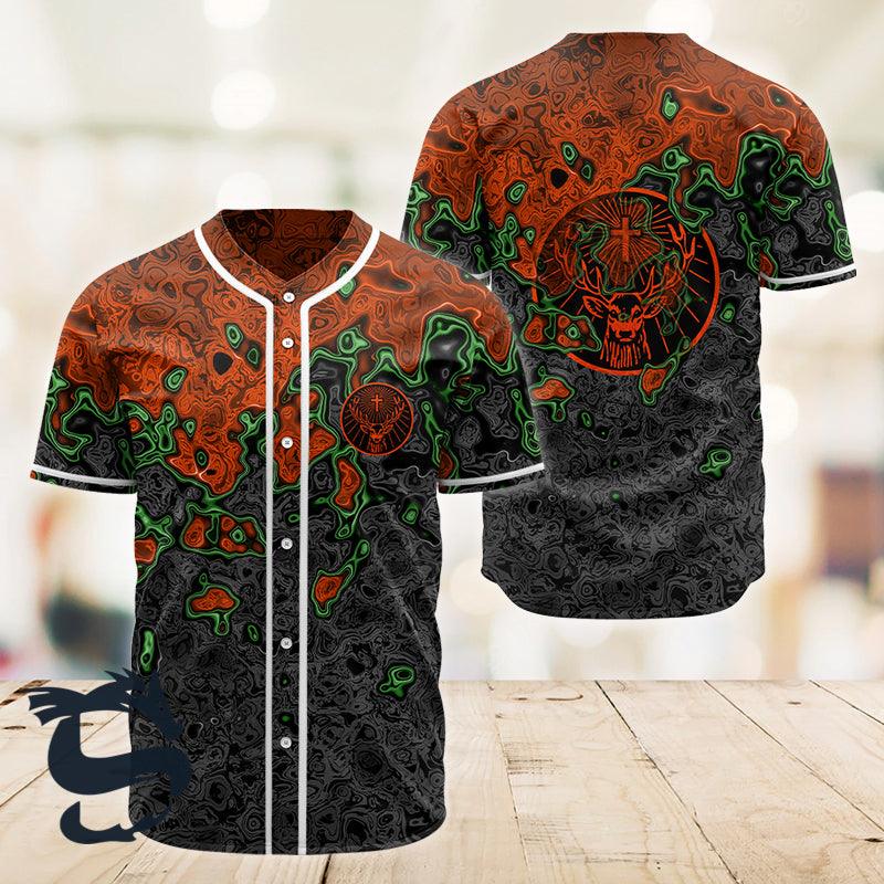 Holographic Colorful Jagermeister Baseball Jersey, Jagermeister Logo 3d All Over Printed Baseball Jersey, Jagermeister Unisex Baseball Jersey