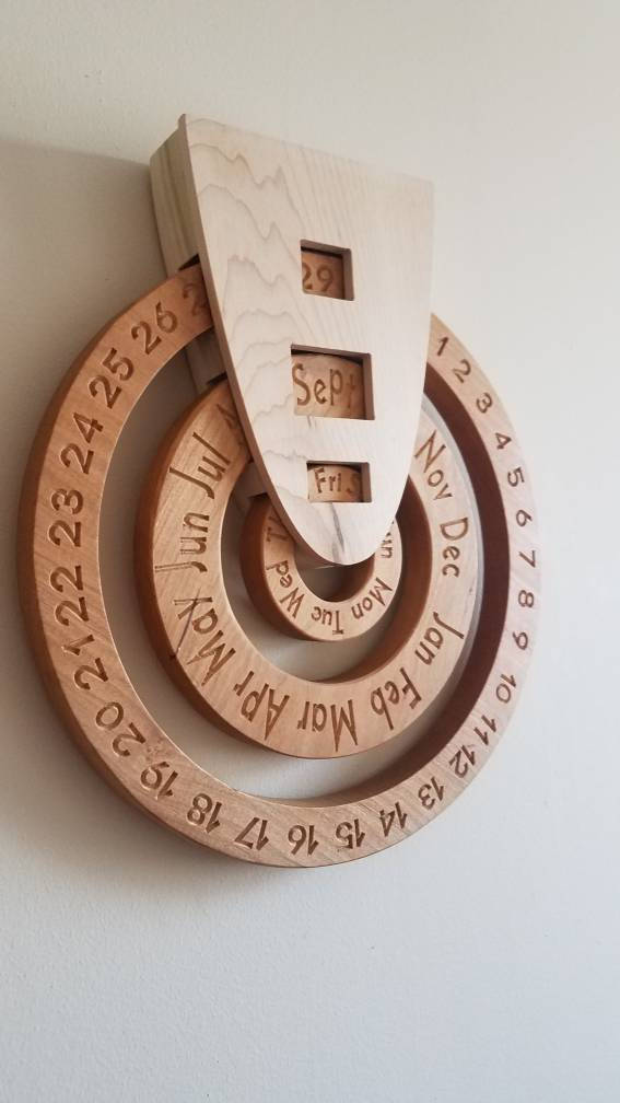 Perpetual calendar, wooden perpetual calendar, wood calendar, perpetual calender, never ending calendar,