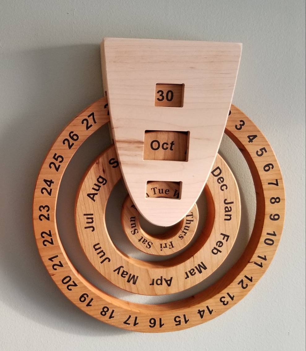 Perpetual calendar, wooden perpetual calendar, wood calendar, perpetual calender, never ending calendar,