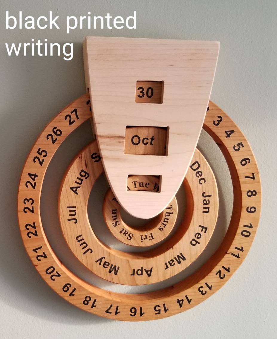 Perpetual calendar, wooden perpetual calendar, wood calendar, perpetual calender, never ending calendar,