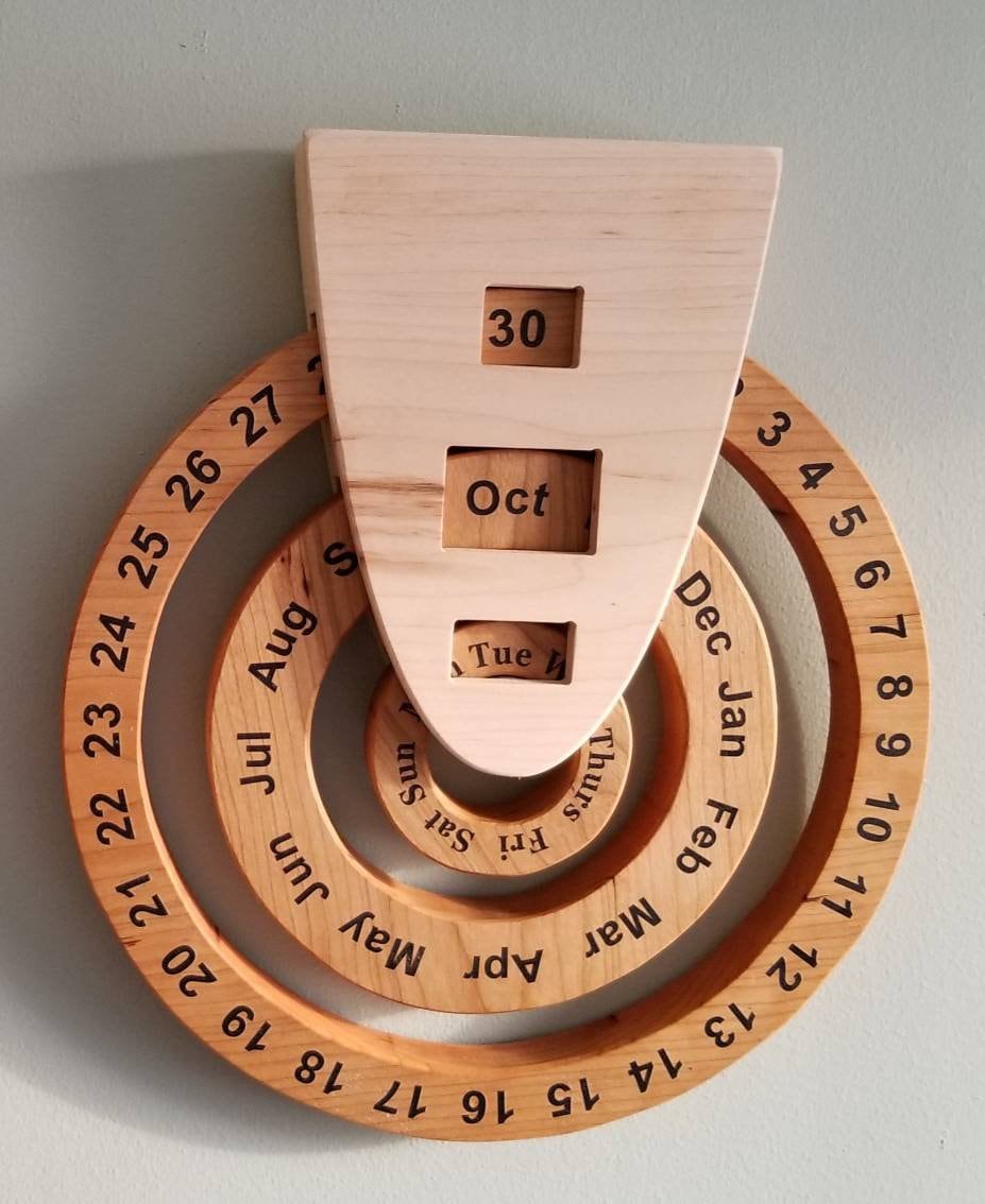 Perpetual calendar, wooden perpetual calendar, wood calendar, perpetual calender, never ending calendar,