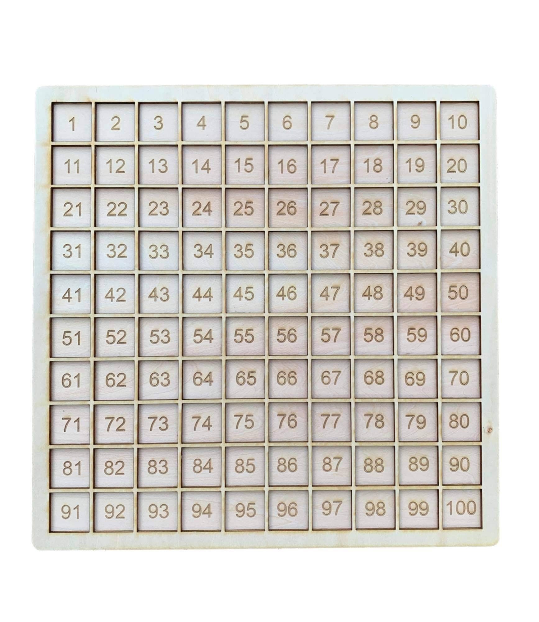 Montessori Math 100 board Set, wooden multiplication table, 100 frame, 100 board, wooden toys, educational toy, original hunderd board