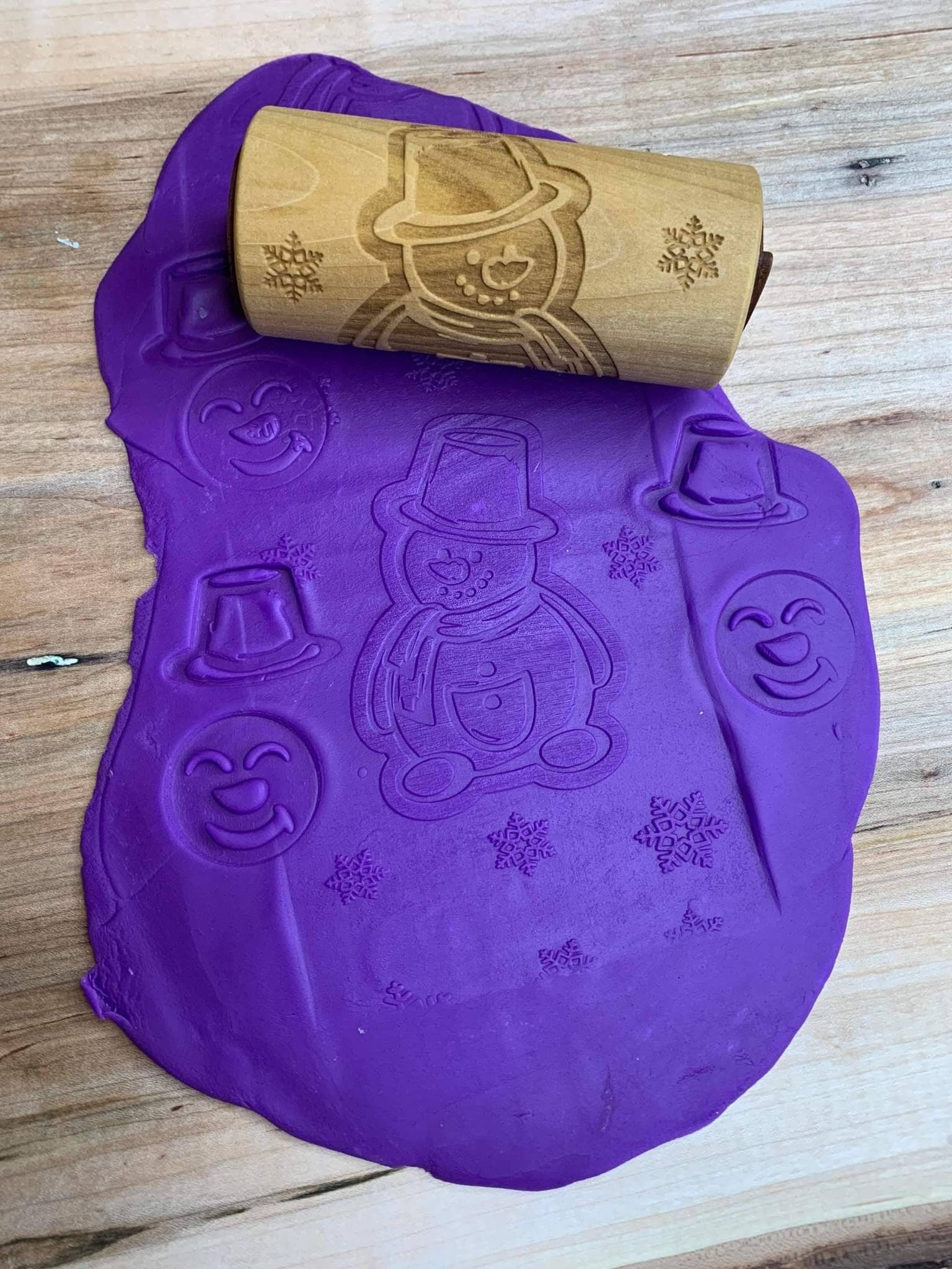 Winter Dough rollers, snowflake stamps, wooden rolling pins, wooden texture rollers, christmas tree, sensory play toy, snowman rolling pin