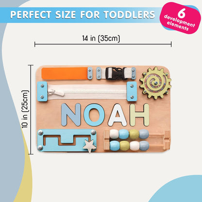 Personalized Baby Boy Gift Busy Board Name Puzzle Toddler, Wooden Montessori Toy, Baby Shower Gift