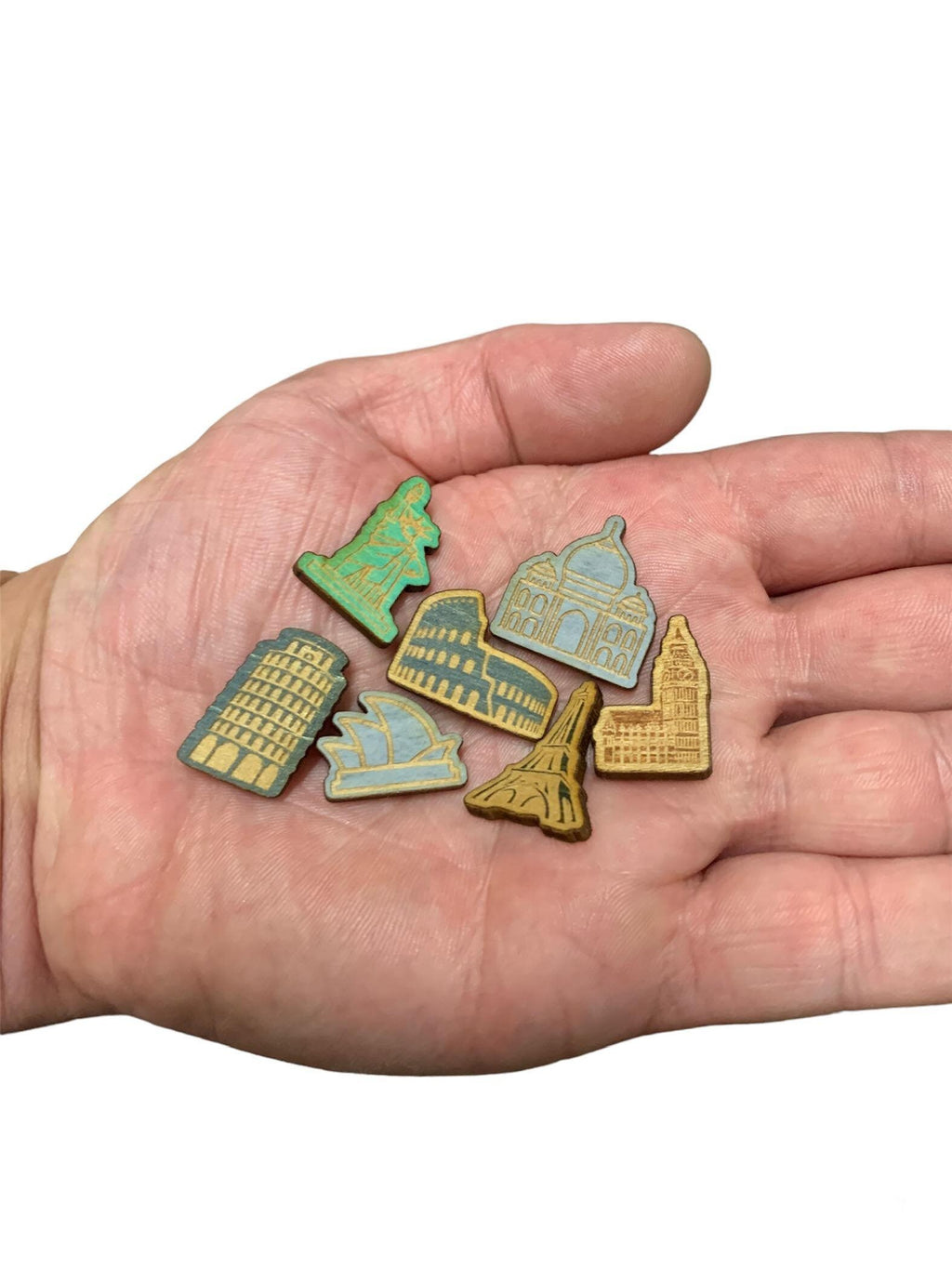 100 world monument counters, taj mahal, eifel tower, collusseum loose parts, big ben manipulatives, statue of liberty landmarks 100 board