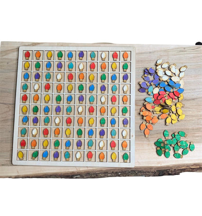 100 holiday lights math manipulatives, christmas lights sensory play fill, wooden counting tokens, 100 board counters, Hanukkah lights