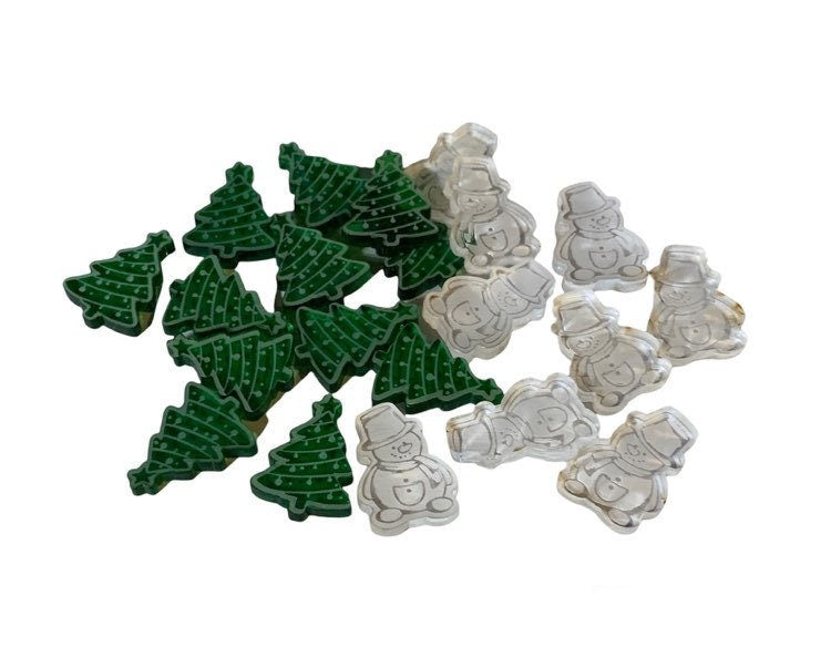 50/100 Acrylic snowflakes, acrylic maple leaves, acrylic counters, ,snowman counters, math manipulatives, counters, sunflowers, sensory fill