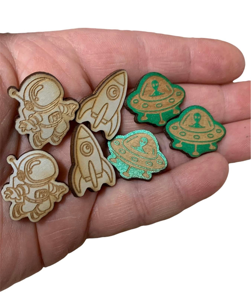 100 alien in spaceship, astronaut  or rocket ship counters loose parts manipulatives, 100 board counters, space manipulatives, sensory play