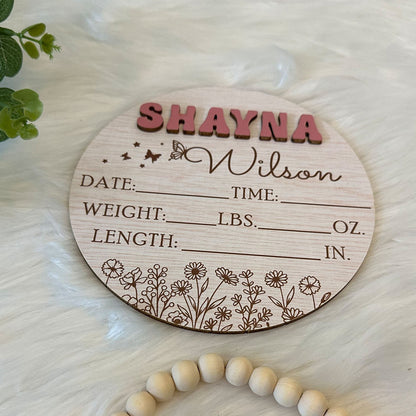 Personalized Baby Arrival Announcement Sign, Baby Name With Birth Stats Sign, Baby Name Reveal, Custom Baby Announcement, Sign For Hospital