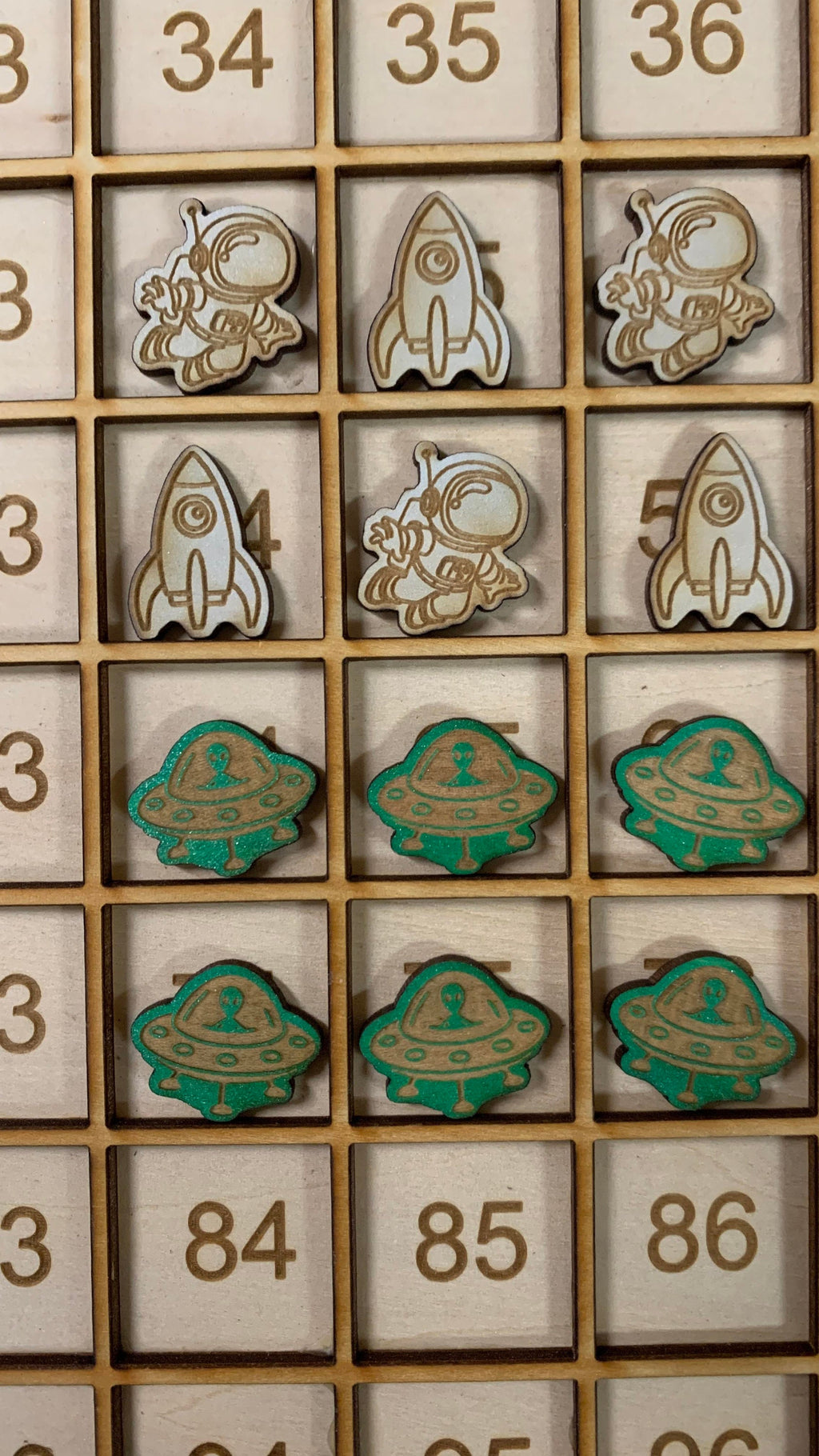 100 alien in spaceship, astronaut  or rocket ship counters loose parts manipulatives, 100 board counters, space manipulatives, sensory play