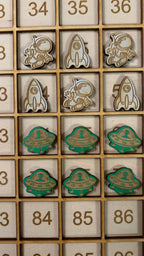 100 alien in spaceship, astronaut  or rocket ship counters loose parts manipulatives, 100 board counters, space manipulatives, sensory play