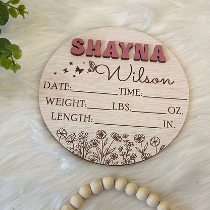 Personalized Baby Arrival Announcement Sign, Baby Name With Birth Stats Sign, Baby Name Reveal, Custom Baby Announcement, Sign For Hospital