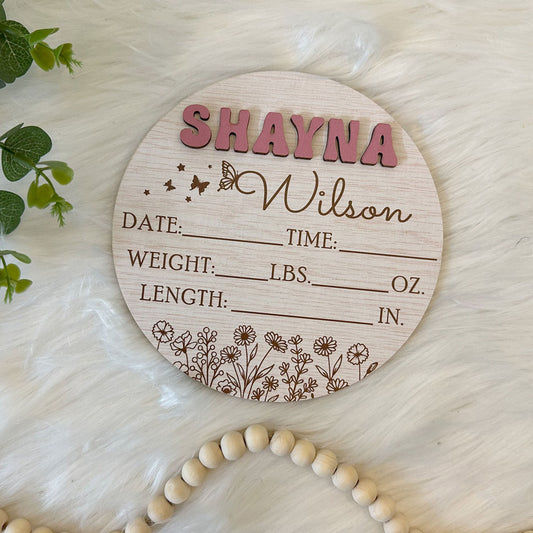 Personalized Baby Arrival Announcement Sign, Baby Name With Birth Stats Sign, Baby Name Reveal, Custom Baby Announcement, Sign For Hospital