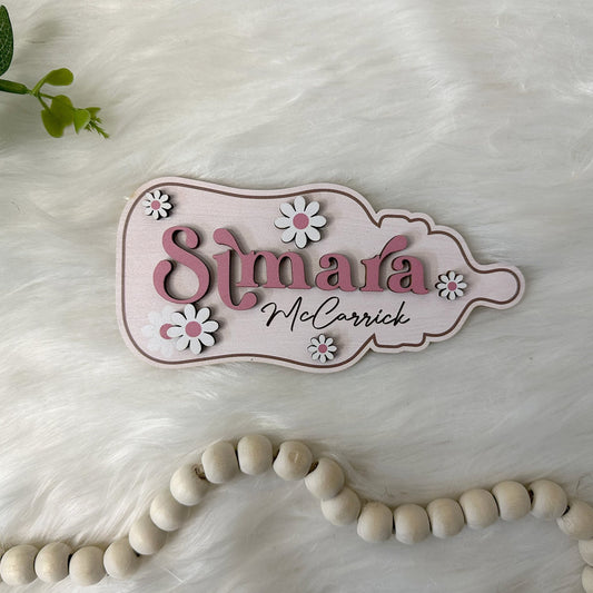 Personalized Baby Birth Stats Board, Baby Bottle Name Sign, Baby Name Announcement, Birth Announcement, Name Sign, Baby Name Sign