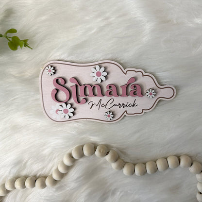 Personalized Baby Birth Stats Board, Baby Bottle Name Sign, Baby Name Announcement, Birth Announcement, Name Sign, Baby Name Sign