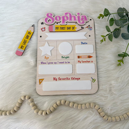 Personalized First Day Of School Sign 2025, First Day Of Kindergarten Sign, 1st Day Of Preschool, Back To School Sign, First And Last Day