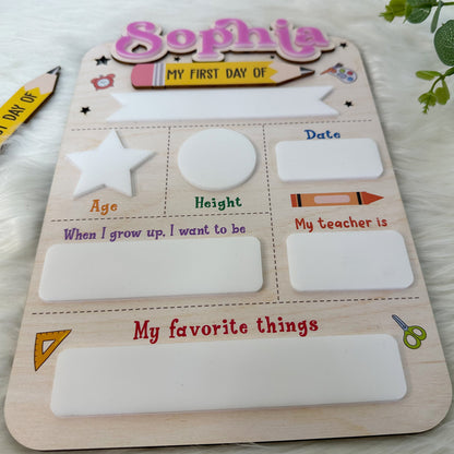 Personalized First Day Of School Sign 2025, First Day Of Kindergarten Sign, 1st Day Of Preschool, Back To School Sign, First And Last Day