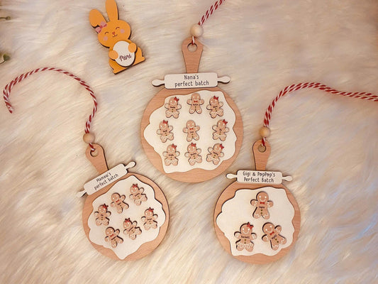 Personalized Gingerbread Christmas Ornament 2024, Grandma & Grandpa's Perfect Batch, Cookie Ornament, Custom Cookie Family Ornament