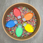 Christmas light sensory trays, xmas light sensory trays, Christmas light bulb sensory activity, sensory play lights, light bulb trays