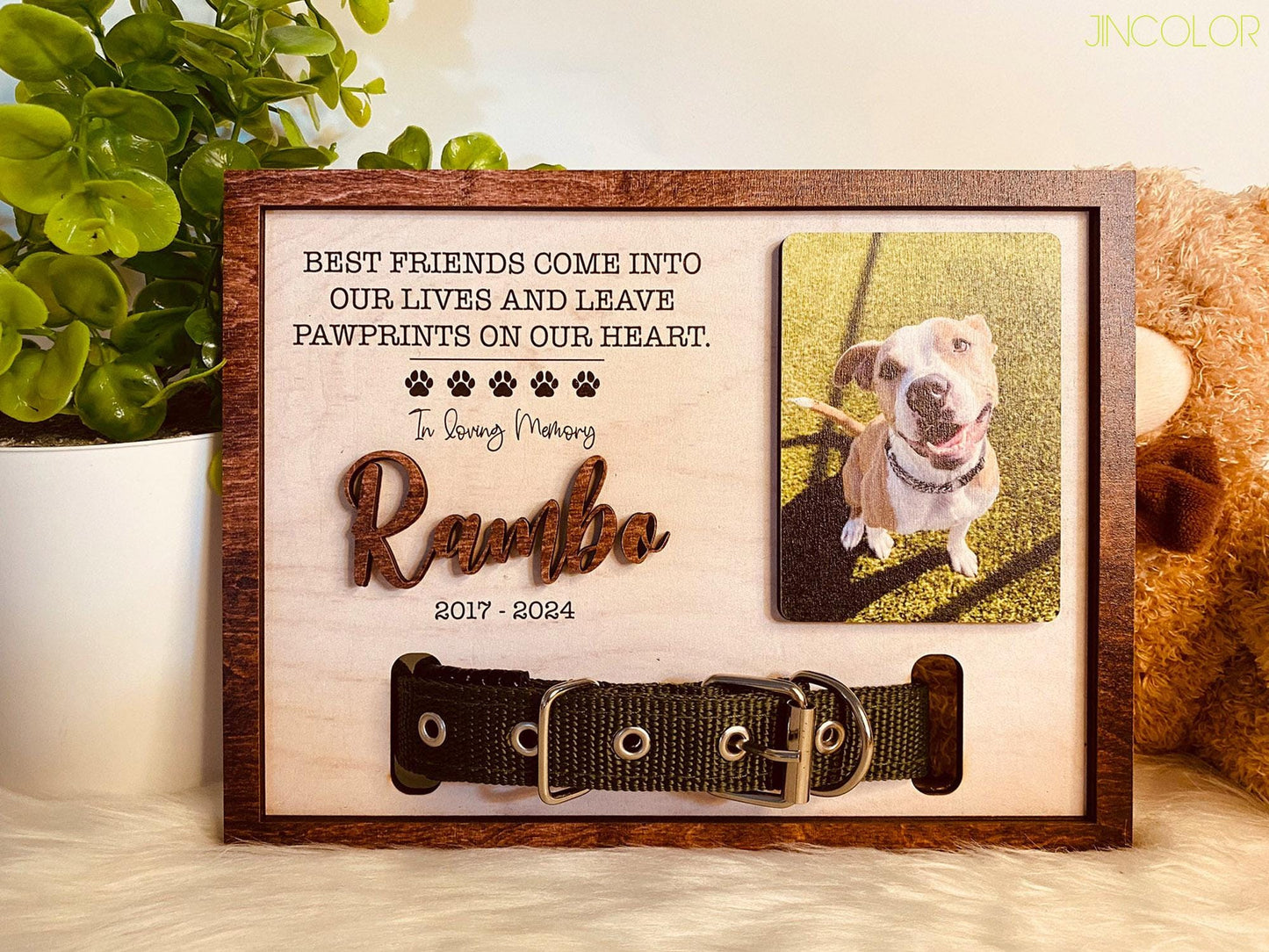Personalized Dog Memorial Wood Frame With Collar Holder, Memorial Pet Collar Sign With Photo, Dog Memorial Gifts, Pet Loss Gifts