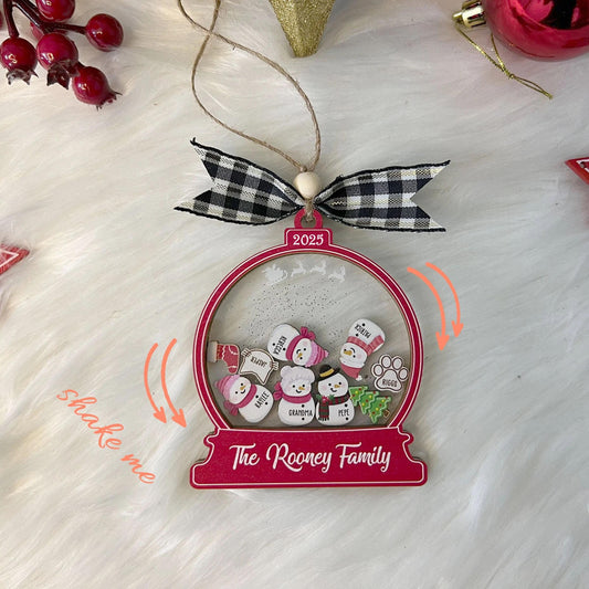 Cute Red Snowman Family Christmas Ornament, Personalized Family Ornament 2025, 4d Customized Snowman Ornament Gift For Christmas