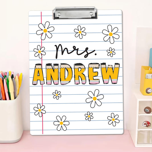 Personalized Teacher Appreciation Gift, Custom Pencil Teacher Clipboard, Teacher Paper Clipboard, Back To School