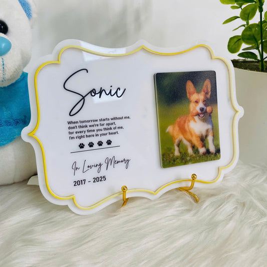 Personalized Pet Memorial Plaque,  Custom Acrylic Photo Gift,  Dog Or Cat Loss Sympathy Keepsake,  Personalized Tribute Sign