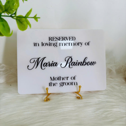Reserved In Loving Memory Wedding Sign, Reserved Seat Sign, This Seat Is Reserved Memorial Sign, Personalized Memorial Plaque
