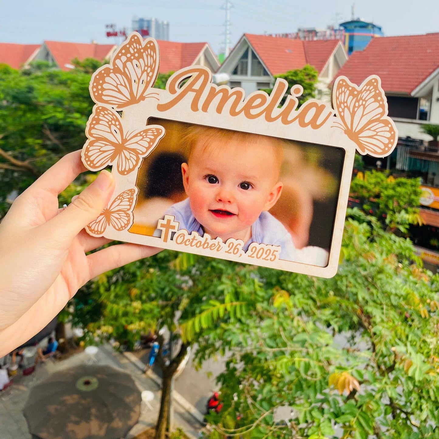 Personalized First Birthday Picture Frame Party Favor Magnet, Baptism Favors, 1st Birthday Favors, Custom Baptism Photo Frame Magnet