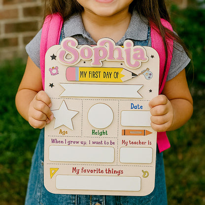 Personalized First Day Of School Sign 2025, First Day Of Kindergarten Sign, 1st Day Of Preschool, Back To School Sign, First And Last Day