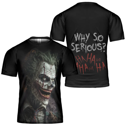 The Joker Why So Serious Black 3d T-shirt, Horror Movie Joker Hahaha T-shirt, Scary Joker Face All Over Print T-shirt