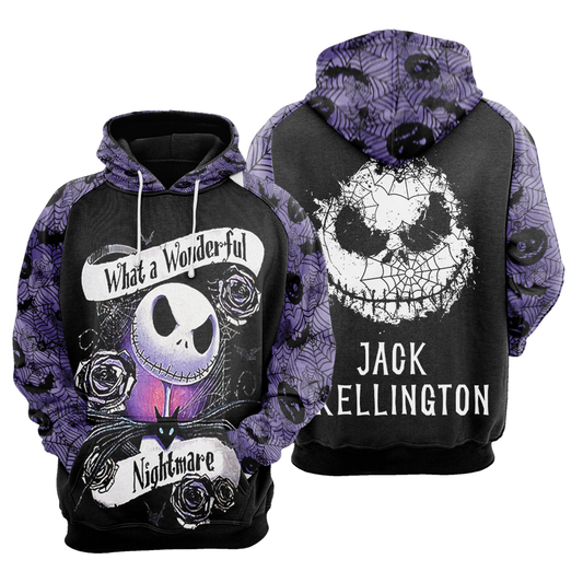 What A Wonderful Nightmare Jack Skellington 3D Hoodie, Jack Skellington Spider Web Pullover Hooded Sweatshirt, Jack Skellington Unisex Hoodies