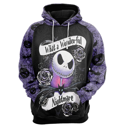 What A Wonderful Nightmare Jack Skellington 3D Hoodie, Jack Skellington Spider Web Pullover Hooded Sweatshirt, Jack Skellington Unisex Hoodies