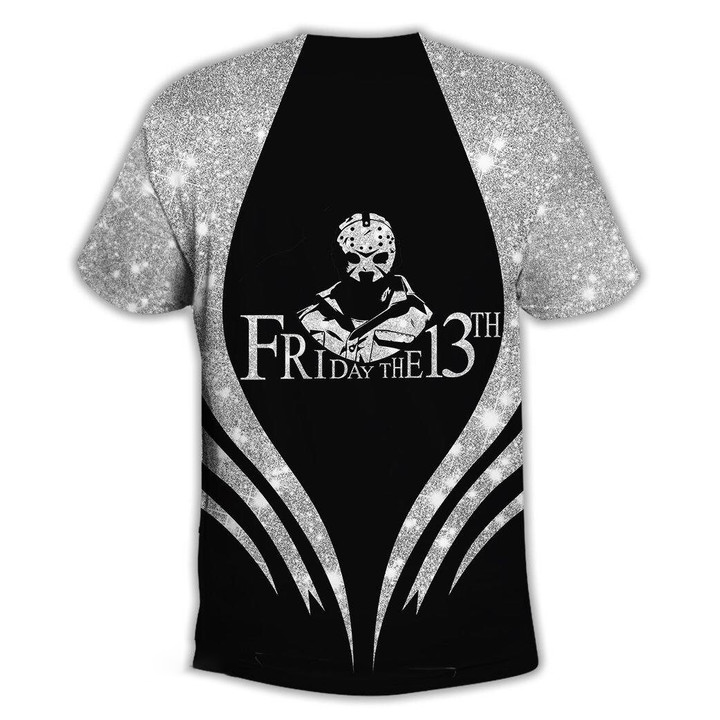 Personalized Friday The 13th Jason Voorhees T-shirt, Jason Voorhees Black And White 3d T-shirt, Jason Voorhees 3d T-shirt