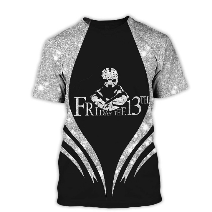 Personalized Friday The 13th Jason Voorhees T-shirt, Jason Voorhees Black And White 3d T-shirt, Jason Voorhees 3d T-shirt