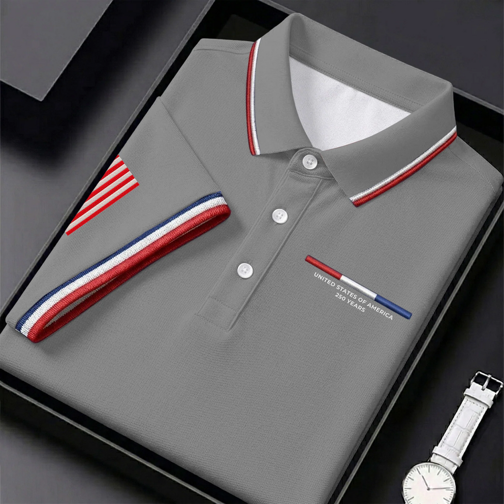 United States Of America 250 Years Navy Golf Shirt, Patriotic Golf Shirt, Golf Shirts For Men, 4th Of July Golf Shirt