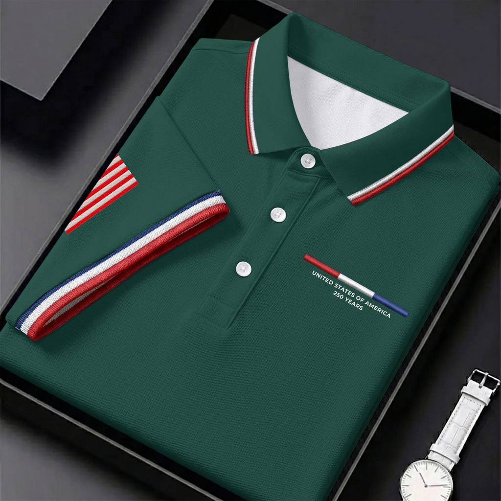 United States Of America 250 Years Navy Golf Shirt, Patriotic Golf Shirt, Golf Shirts For Men, 4th Of July Golf Shirt