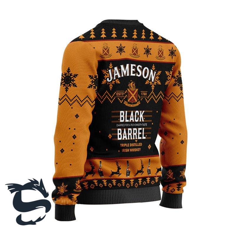 Jameson Black Barrel Whiskey Ugly Christmas Sweater, Jameson Whiskey Lovers Christmas Ugly Sweater, Jameson Black Barrel Xmas Crew Neck Ugly Sweater