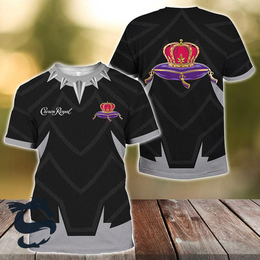 King Of Crown Royal Black Panther 3d T-shirt, Crown Royal Black Panther Armor T-shirt, Crown Royal Logo Printed T-shirt