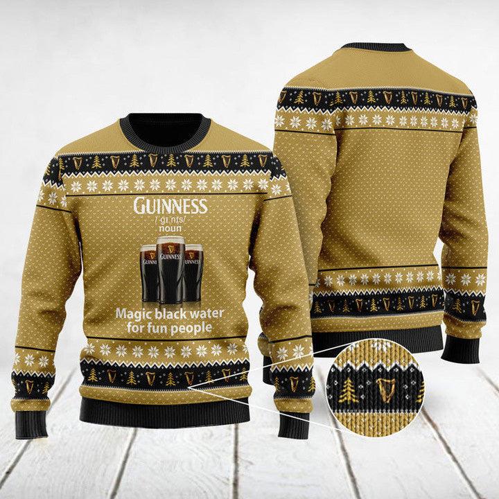 Magic Black Water Guinness Beer Ugly Christmas Sweater, Guinness Beer All-over Print Ugly Sweater, Guinness Beer Crewneck Knitted Ugly Sweater