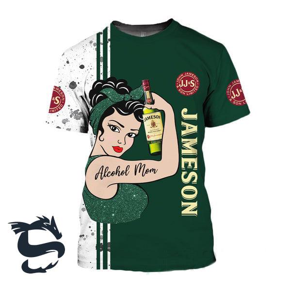 Alcohol Mom Jameson Whiskey 3d T-shirt, Mama Needs Her Jameson Green T-shirt, Jameson Whiskey 3d All Over Print T-shirt
