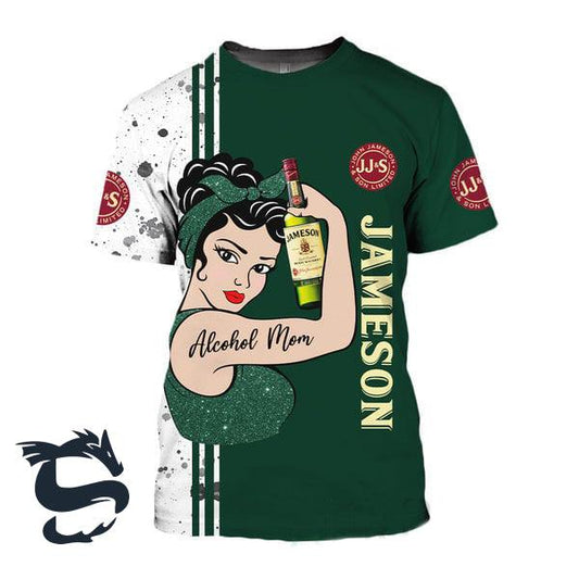 Alcohol Mom Jameson Whiskey 3d T-shirt, Mama Needs Her Jameson Green T-shirt, Jameson Whiskey 3d All Over Print T-shirt