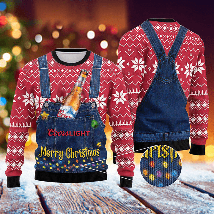 Merry Christmas Coors Light Ugly Christmas Sweater, Coors Light Beer Christmas Ugly Sweaters, Coors Light 3d All-over Printed Crewneck Ugly Sweater