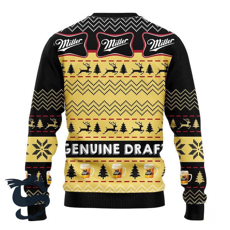 Miller Genuine Draft Beer Ugly Christmas Sweater, Miller Genuine Draft Beer Ugly Sweater, Miller Genuine Draft Logo Printed Crew Neck Ugly Sweater