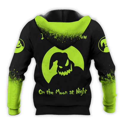 Oogie Boogie The Shadow On The Moon 3D Hoodie, Halloween Oogie Boogie Green & Black Aop Hoodie, Scary Oogie Boogie Pullover Hooded Sweatshirt