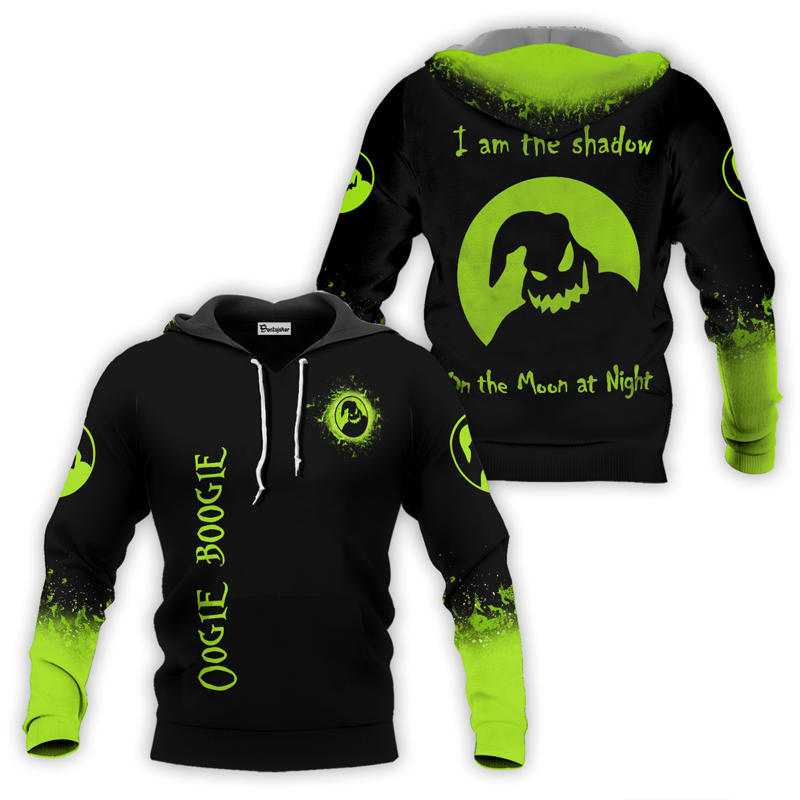 Oogie Boogie The Shadow On The Moon 3d Hoodie, Halloween Oogie Boogie Green & Black Aop Hoodie, Scary Oogie Boogie Pullover Hooded Sweatshirt