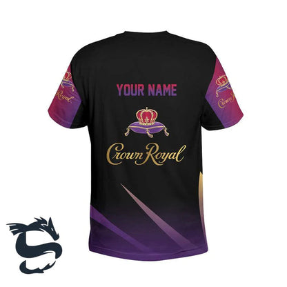 Personalized Crown Royal Esport Style Purple Black T-shirt, Crown Royal Whiskey Logo All Over Print 3d T-shirt